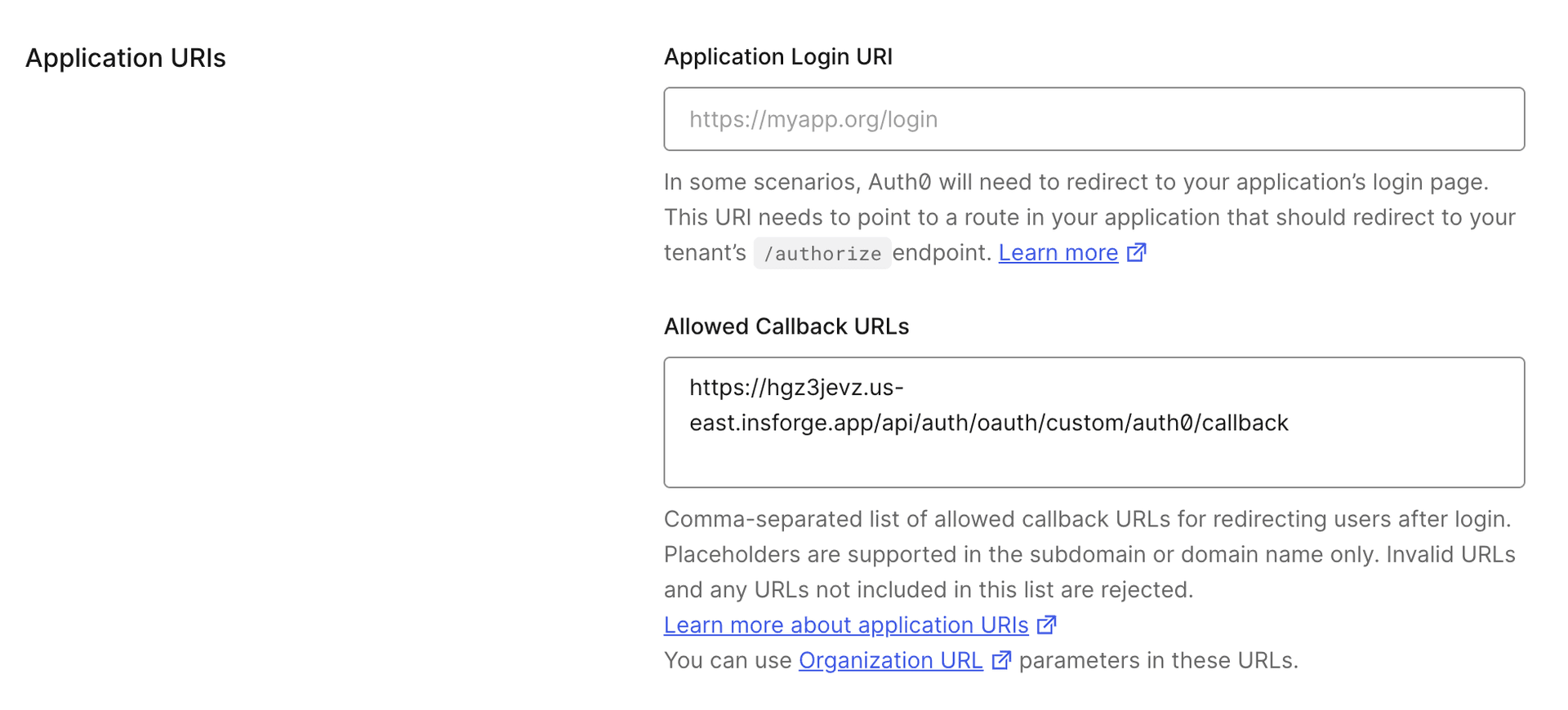 Custom OAuth provider callback URL configuration