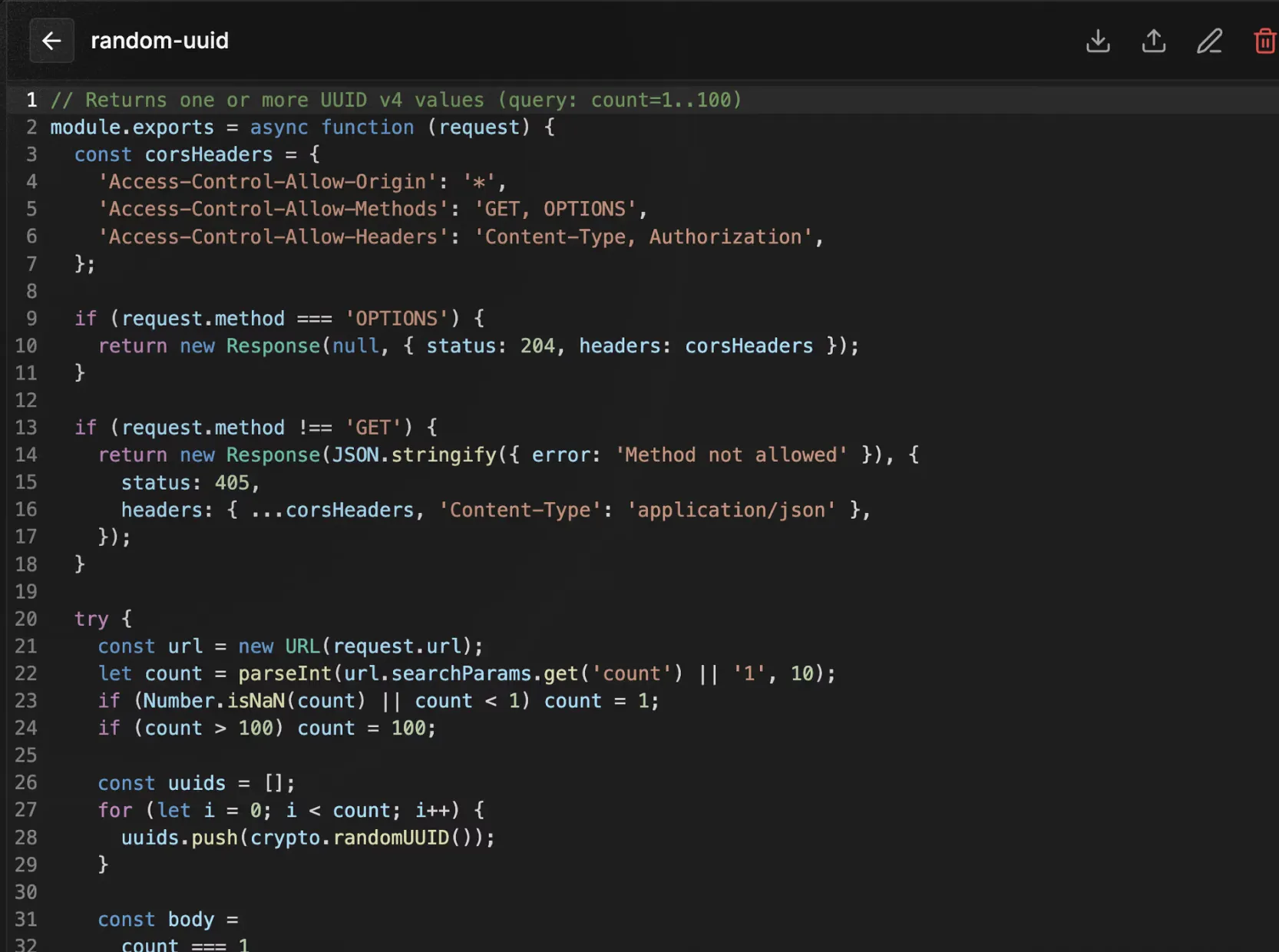 Edge Function Editor